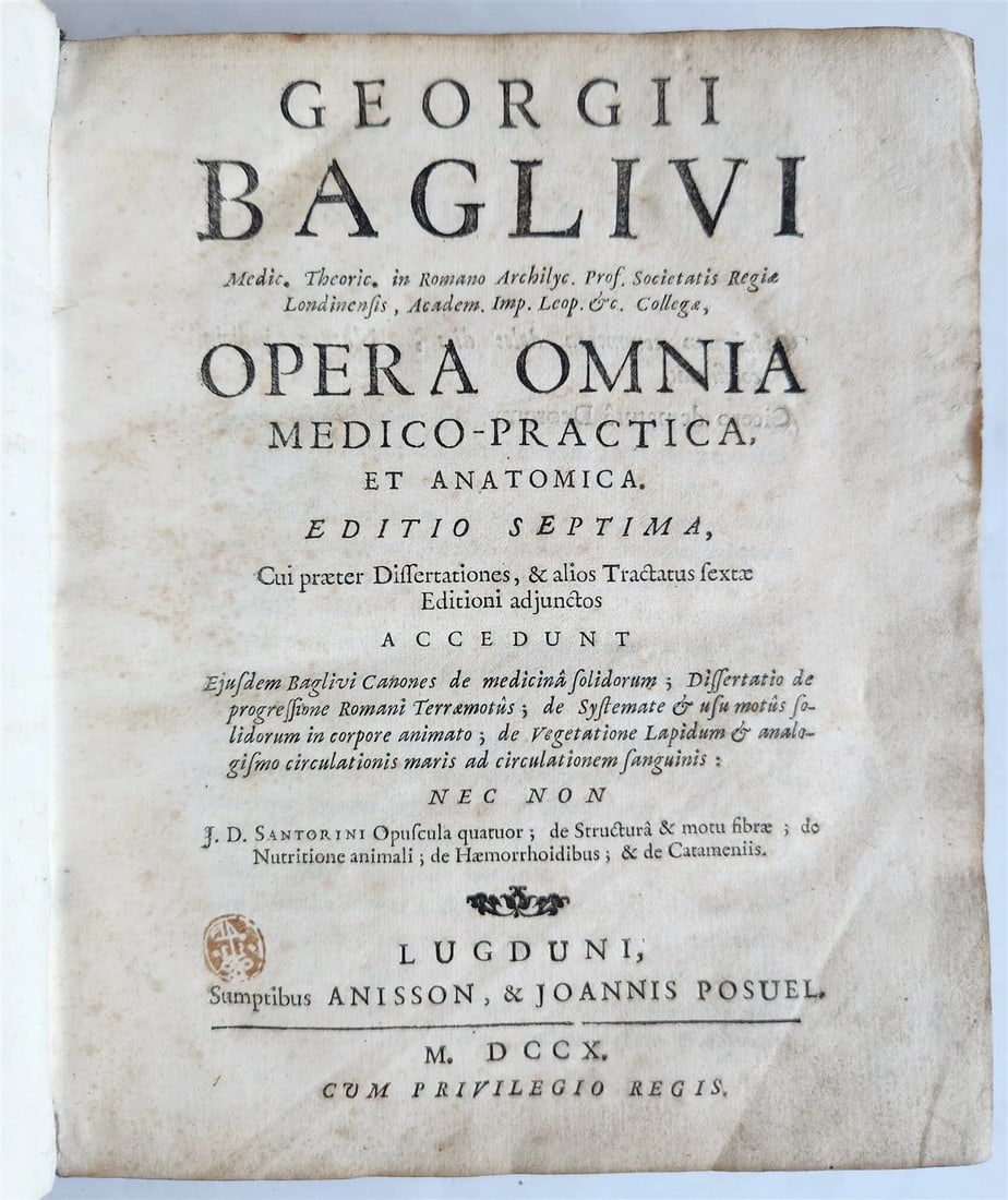 1710 MEDICAL TREATISE by GIORGIO BAGLIVI antique medico-practica et anatomica (1 of 14)