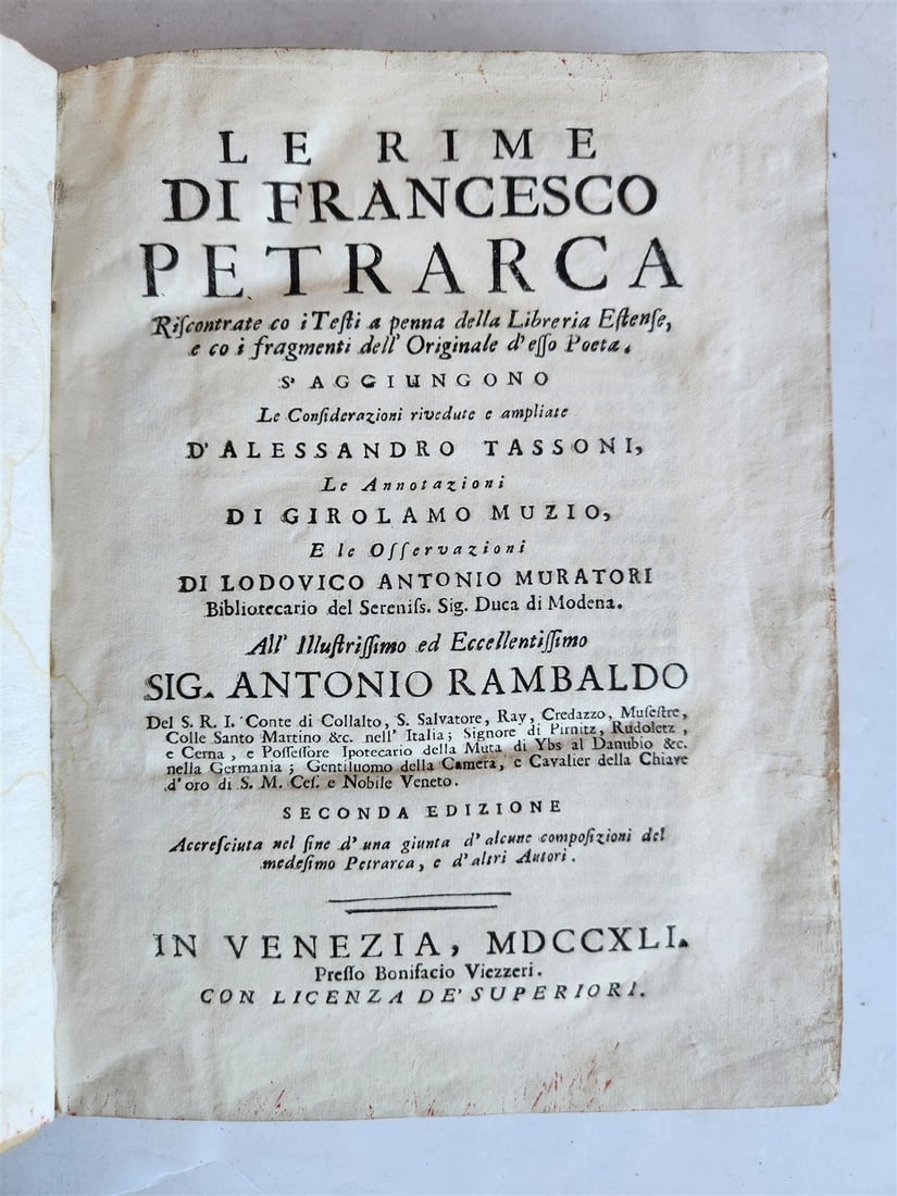 1741 FRANCESCO PETRARCA antique VELLUM BOUND (1 of 9)