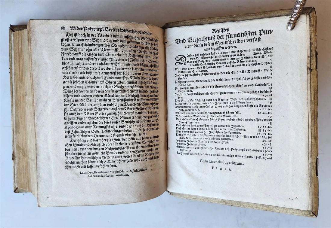 1594 HISTORY of JESUIT ORDER antique PIGSKIN BINDING 16th century RARE - 10