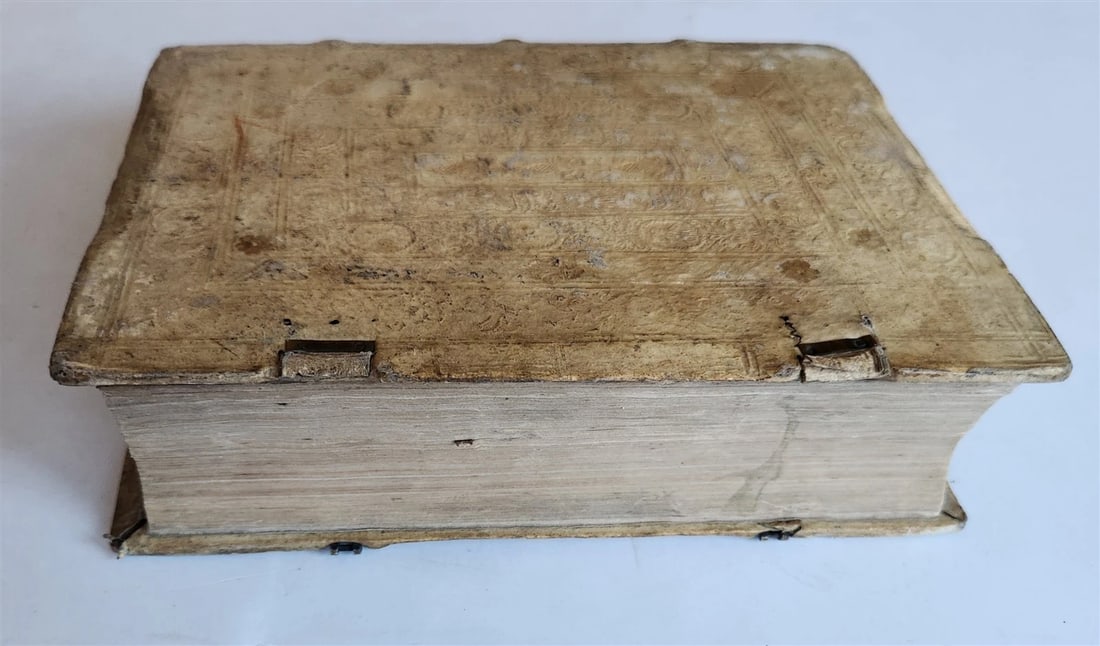 1594 HISTORY of JESUIT ORDER antique PIGSKIN BINDING 16th century RARE - 11