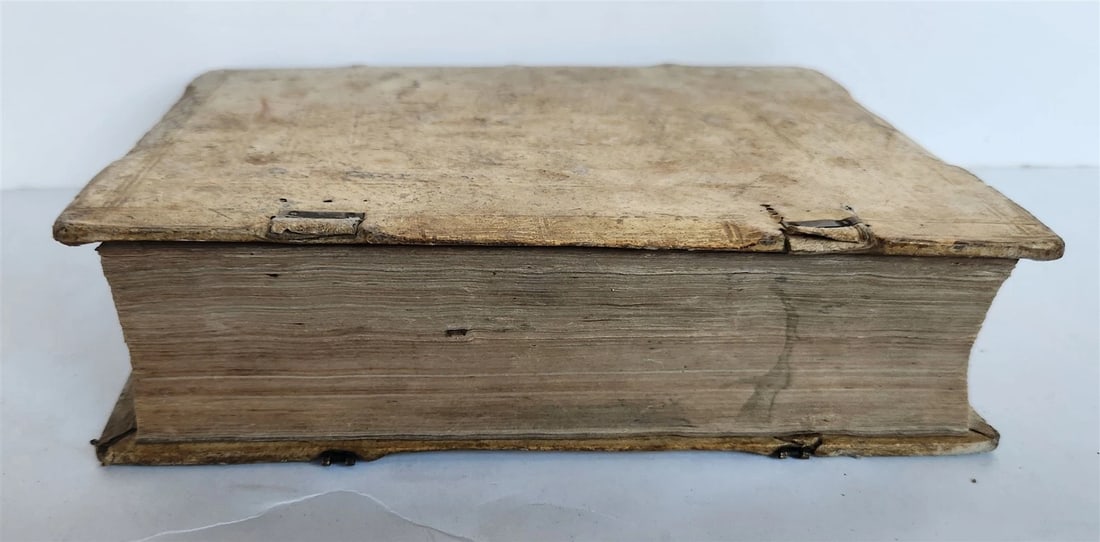1594 HISTORY of JESUIT ORDER antique PIGSKIN BINDING 16th century RARE - 4