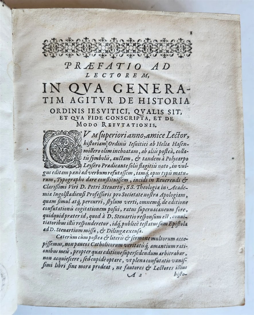 1594 HISTORY of JESUIT ORDER antique PIGSKIN BINDING 16th century RARE - 5