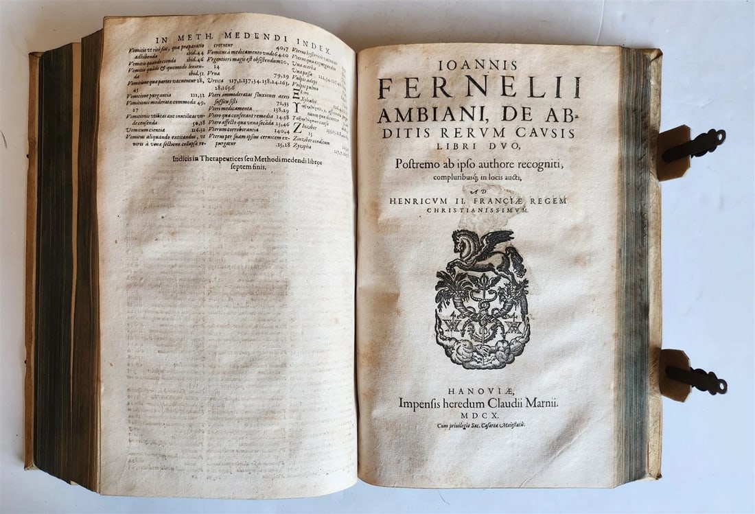 1610 MEDICAL TREATISE by FERNELL antique Universa medicina PIGSKIN BOUND FOLIO - 14