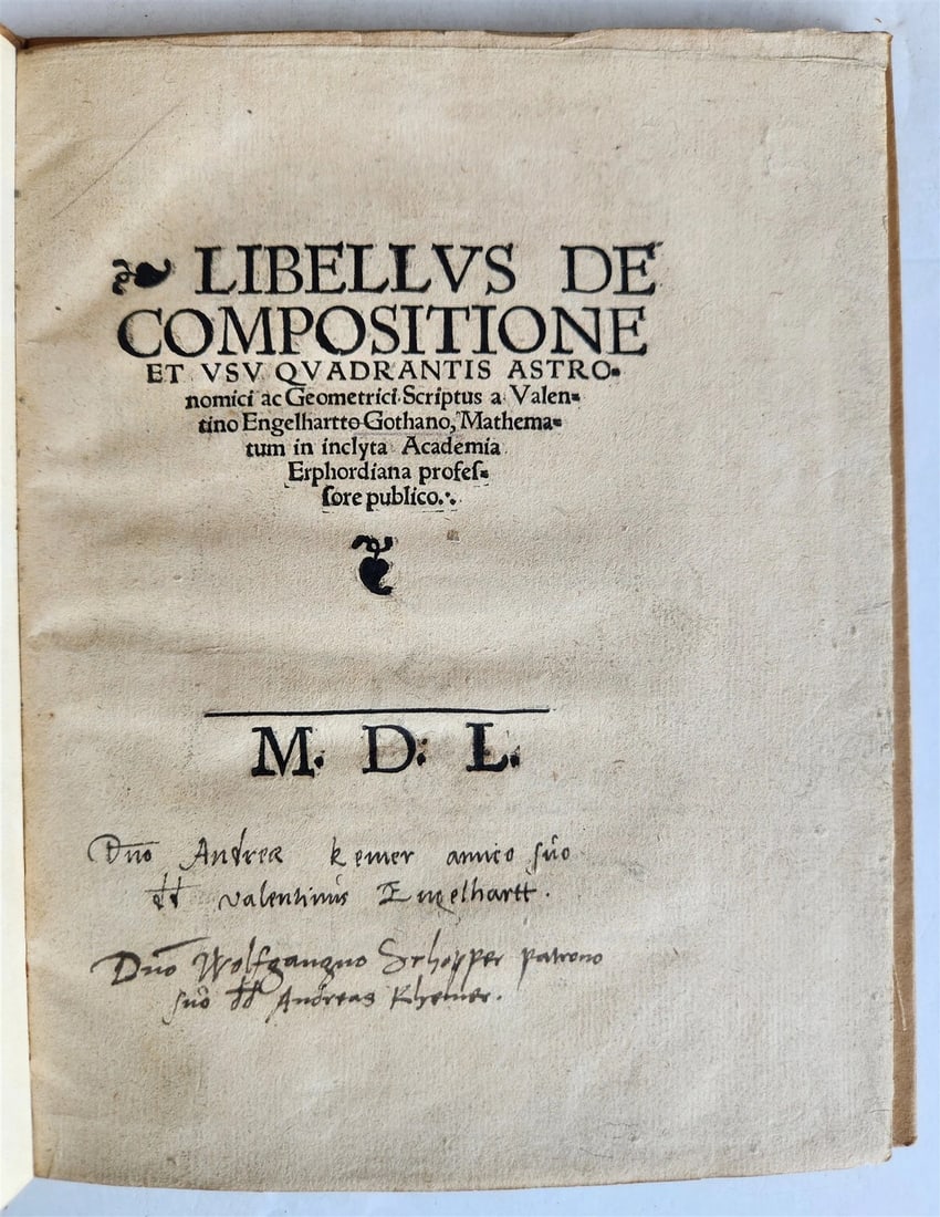 1550 SIGNED by AUTHOR Valentin Engelhardt ASTRONOMY GEOMETRY antique ILLUSTRATED - 2
