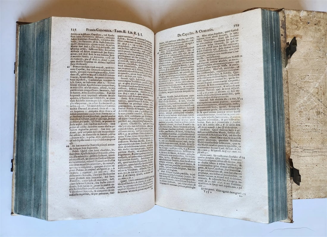 1729 CANON LAW antique 2 VOLUMES PIGSKIN BOUND FOLIO - 7