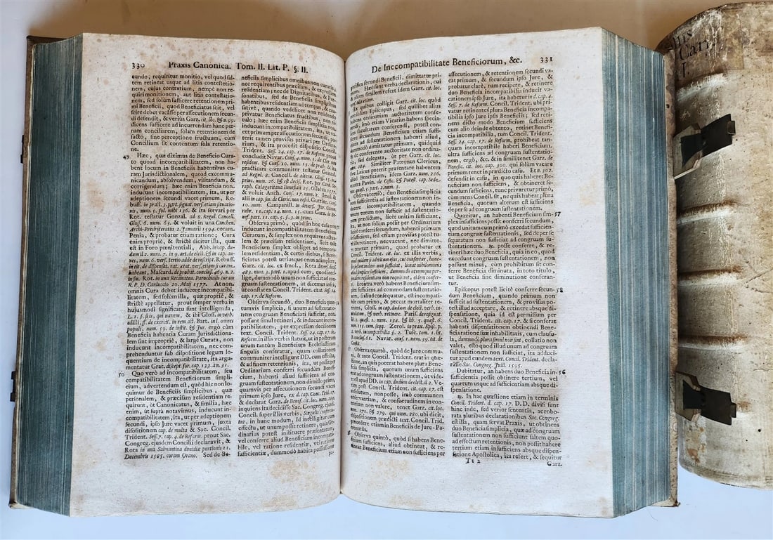 1729 CANON LAW antique 2 VOLUMES PIGSKIN BOUND FOLIO - 9