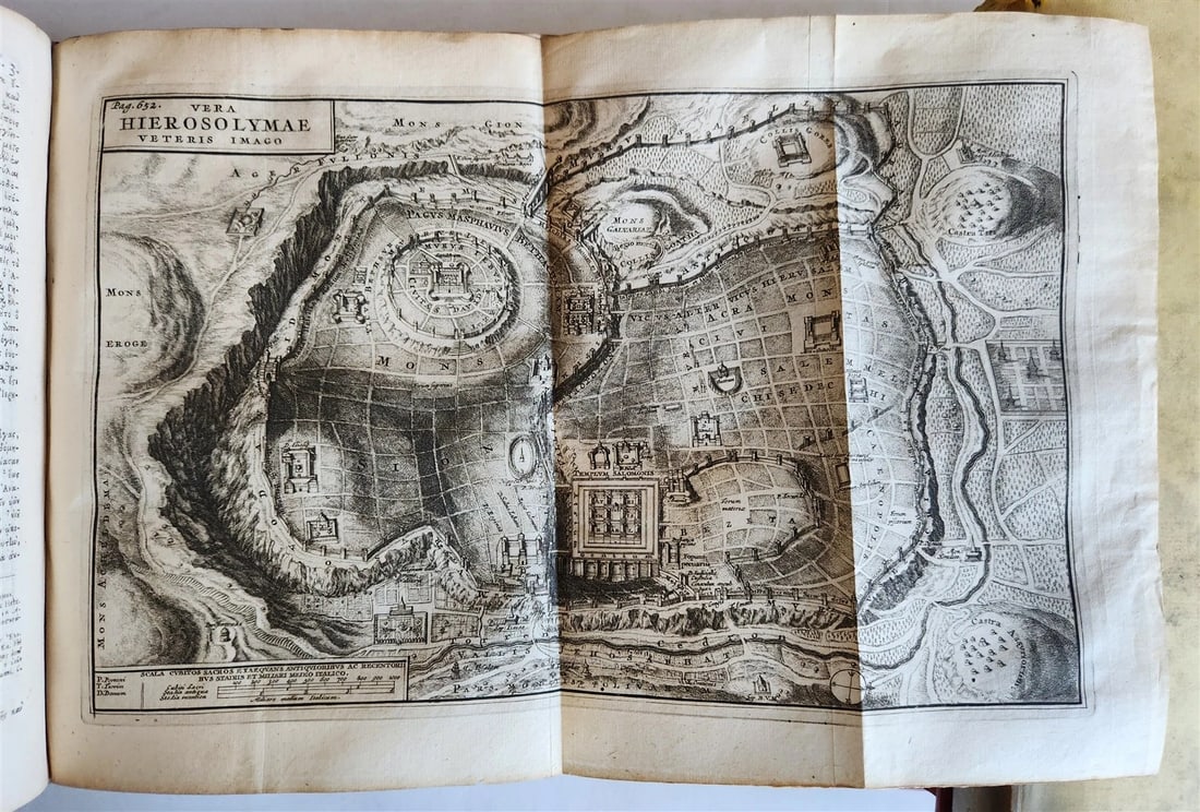 1709 BIBLE in GREEK ILLUSTRATED w/ MAPS antique GILT DECORATED VELLUM BINDING - 10