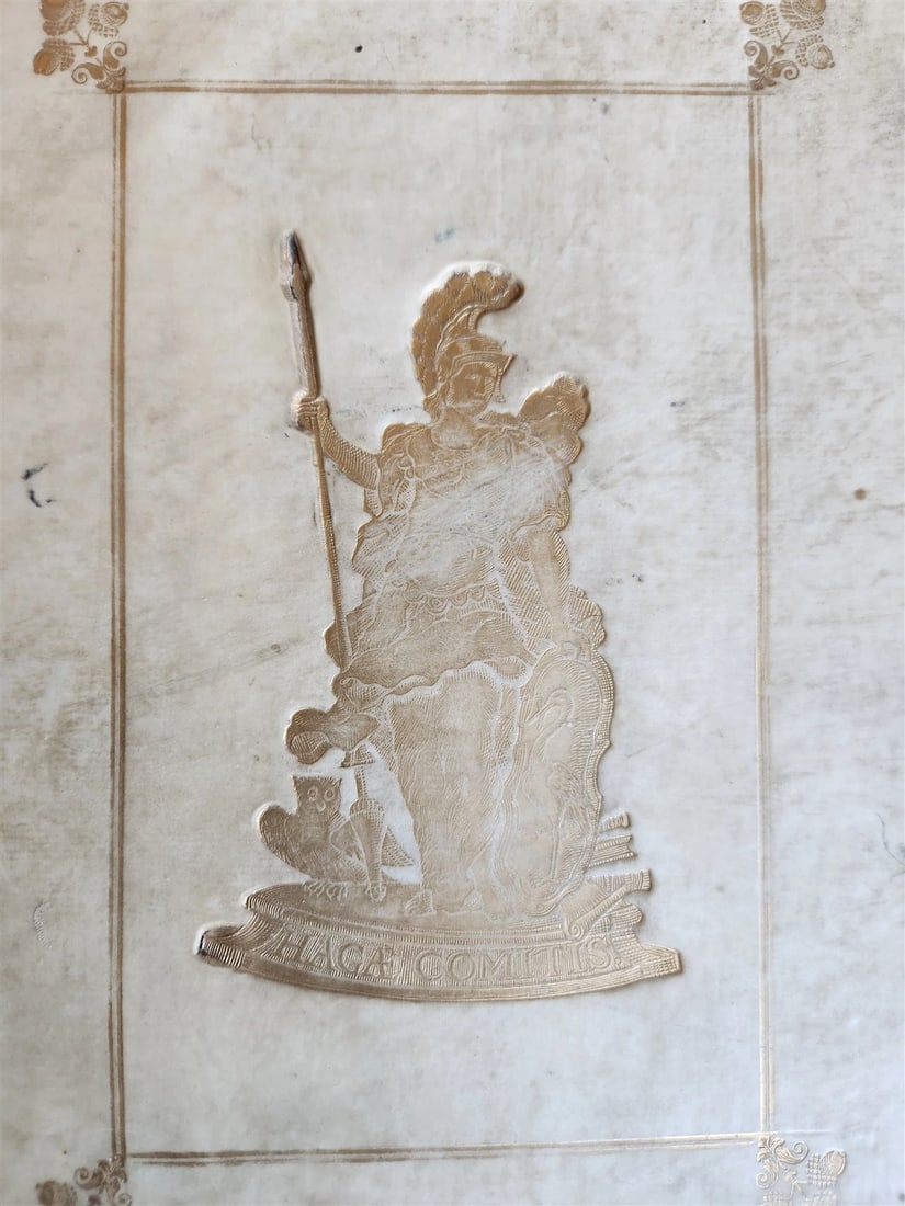 1709 BIBLE in GREEK ILLUSTRATED w/ MAPS antique GILT DECORATED VELLUM BINDING - 13