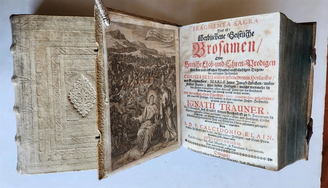 1701 RARE SERMONS of Trauner 2 VOLUMES antique scarce PIGSKIN BINDING - 3