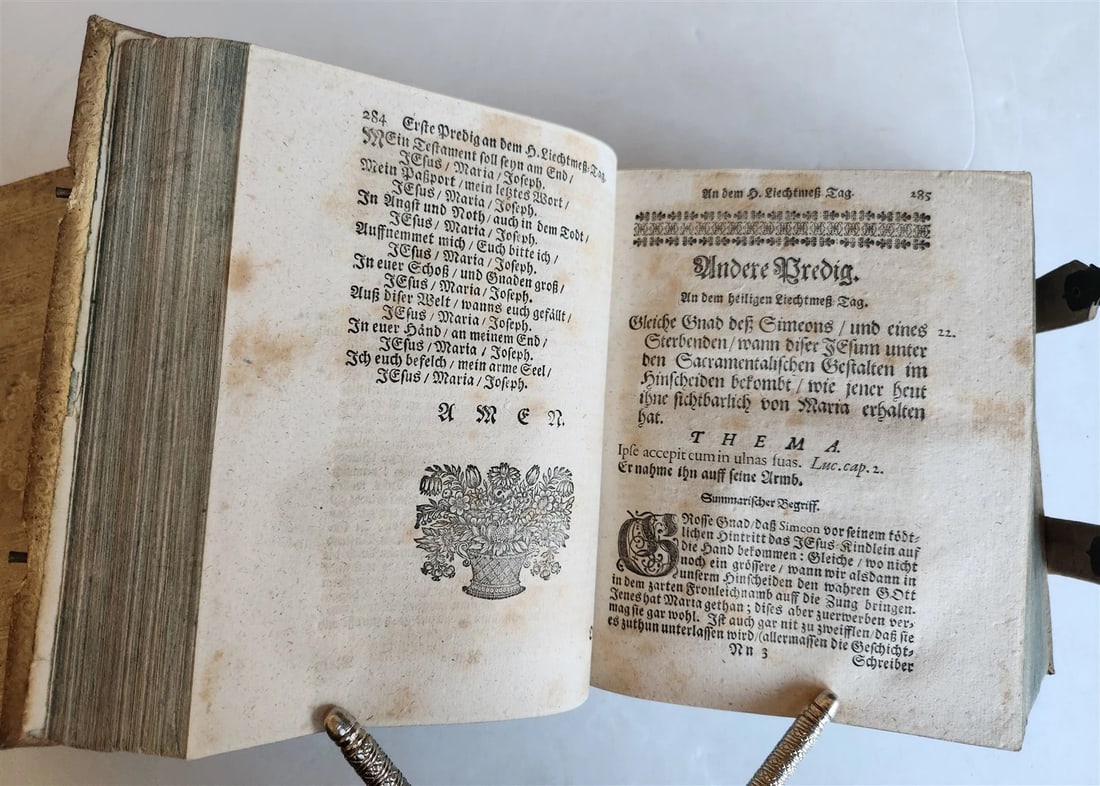 1701 RARE SERMONS of Trauner 2 VOLUMES antique scarce PIGSKIN BINDING - 8