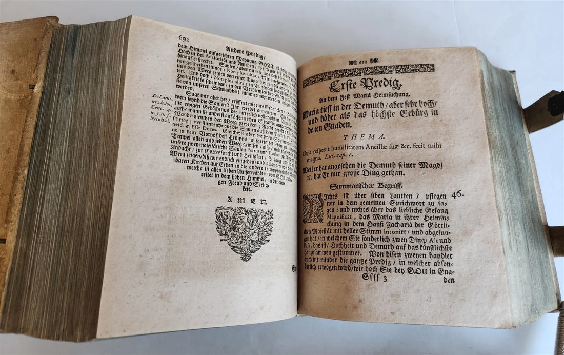 1701 RARE SERMONS of Trauner 2 VOLUMES antique scarce PIGSKIN BINDING - 9