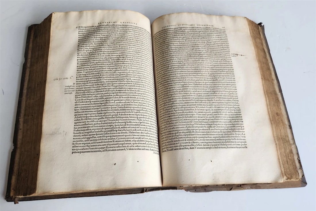 1535 LIVES OF ILLUSTRIOUS GREEKS & ROMANS by PLUTARCH antique PIGSKIN FOLIO - 14