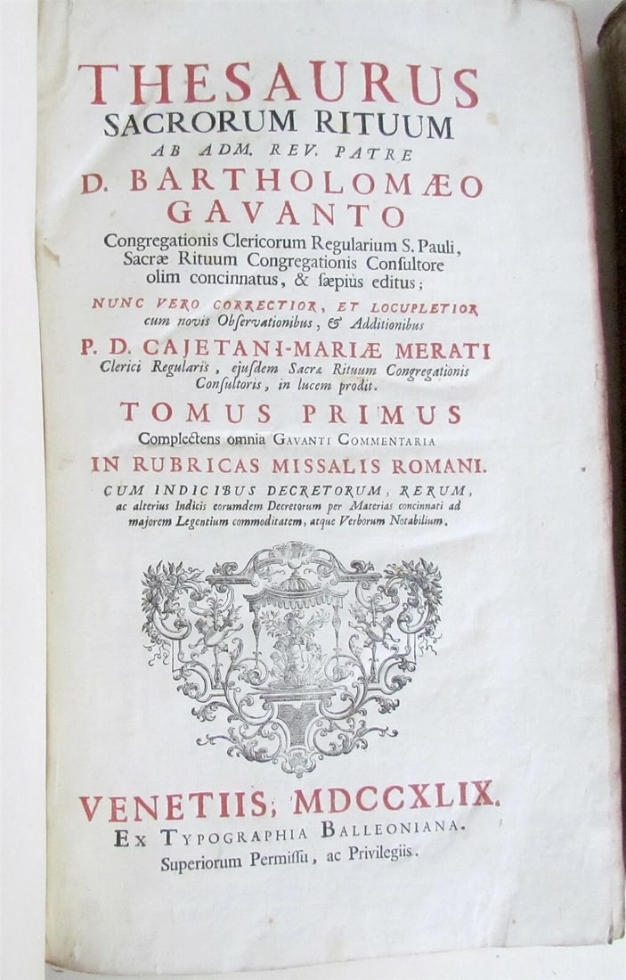 1749 2 VOLUMES THESAURUS SACRORUM RITUUM VELLUM BOUND FOLIO antique - 5