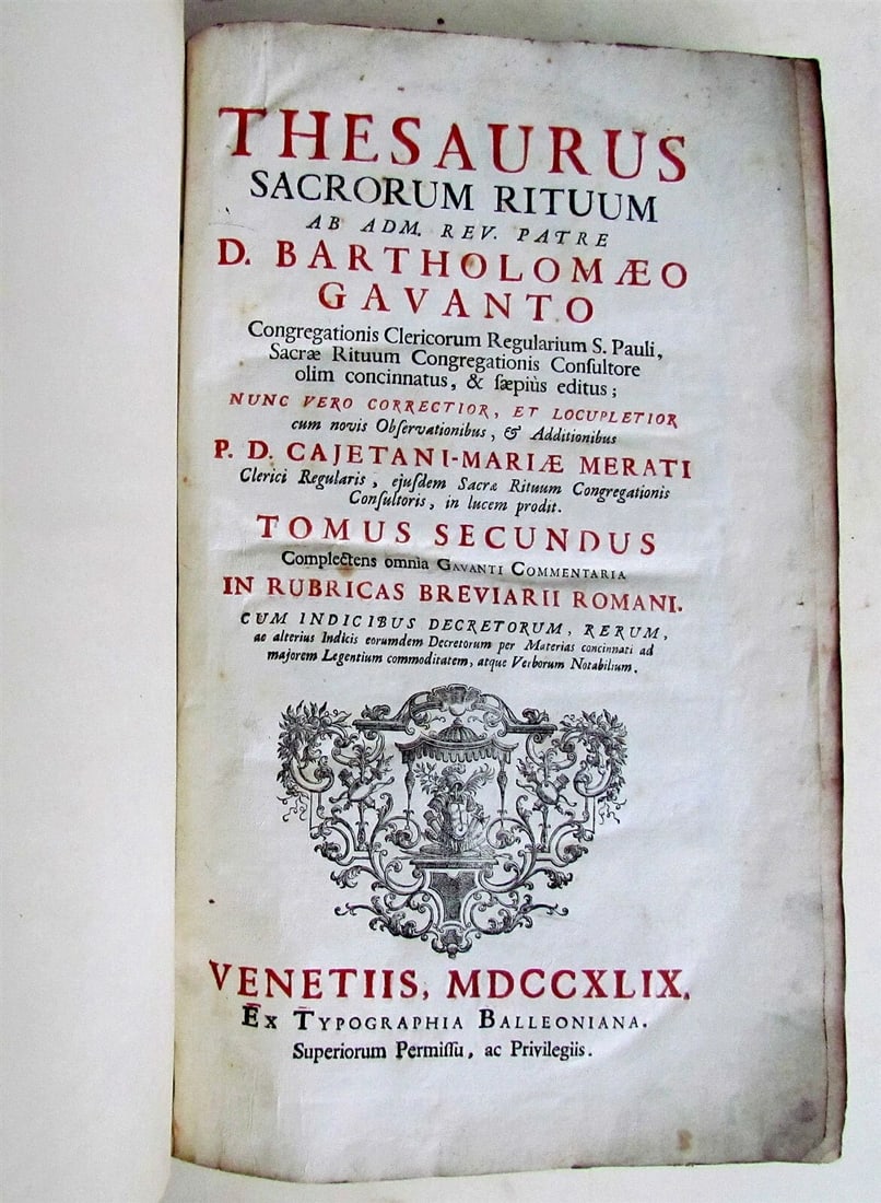 1749 2 VOLUMES THESAURUS SACRORUM RITUUM VELLUM BOUND FOLIO antique - 6