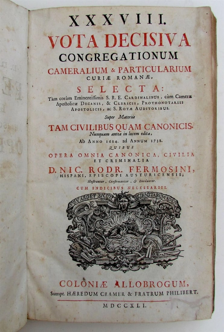 1741 CRIMINAL LAW N. Fermosini ANTIQUE VELLUM FOLIO CANONICA CIVILIA CRIMINALIA (1 of 8)