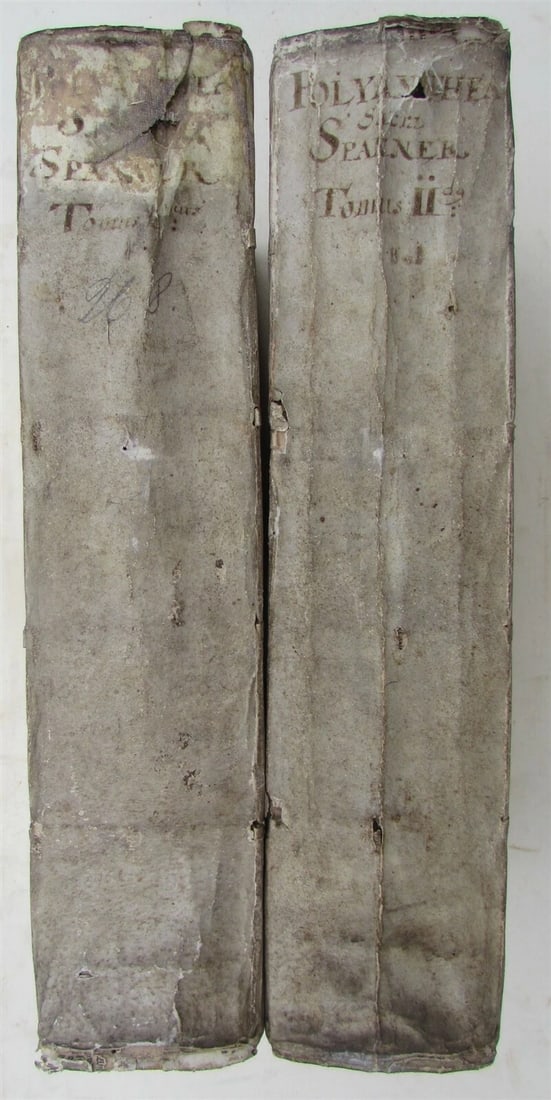 1702 2 volumes VELLUM FOLIO POLYANTHEA SACRA by JESUIT ANDREAE SPANNER ANTIQUE (1 of 8)