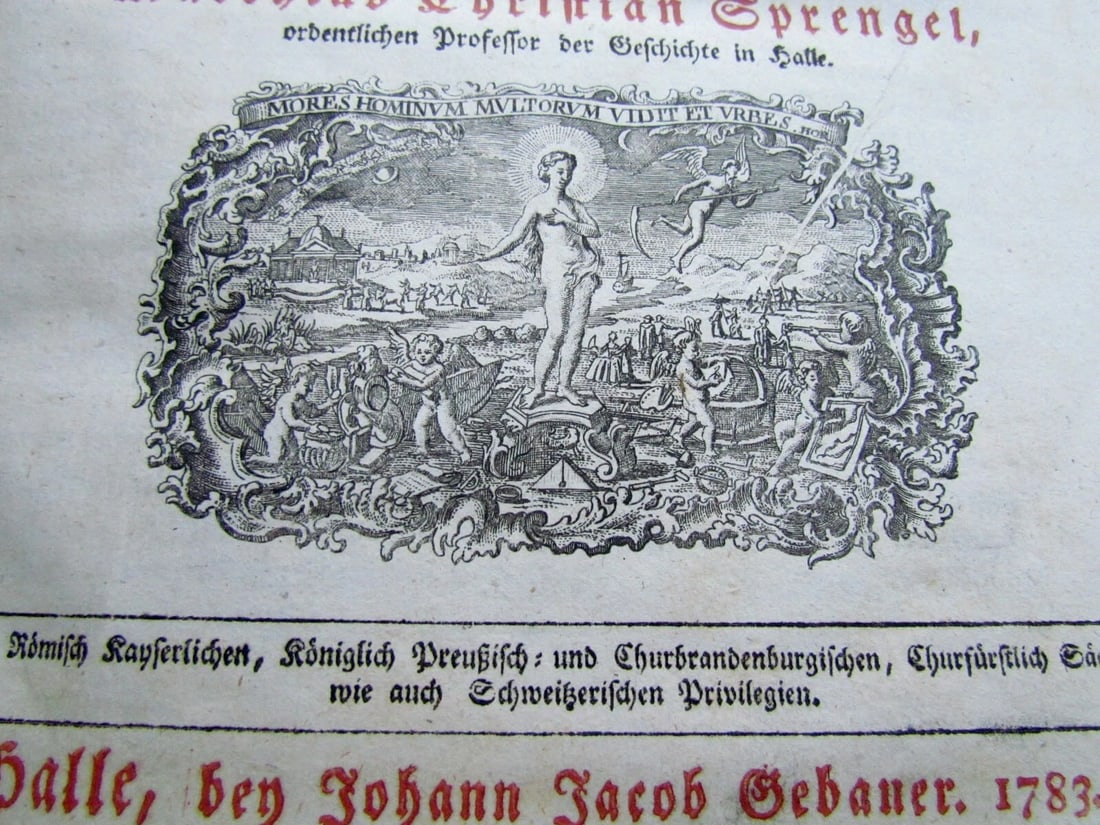 1783 WORLD HISTORY ANTIQUE VELLUM BOUND BOOK in GERMAN by Matthias Sprengel - 5