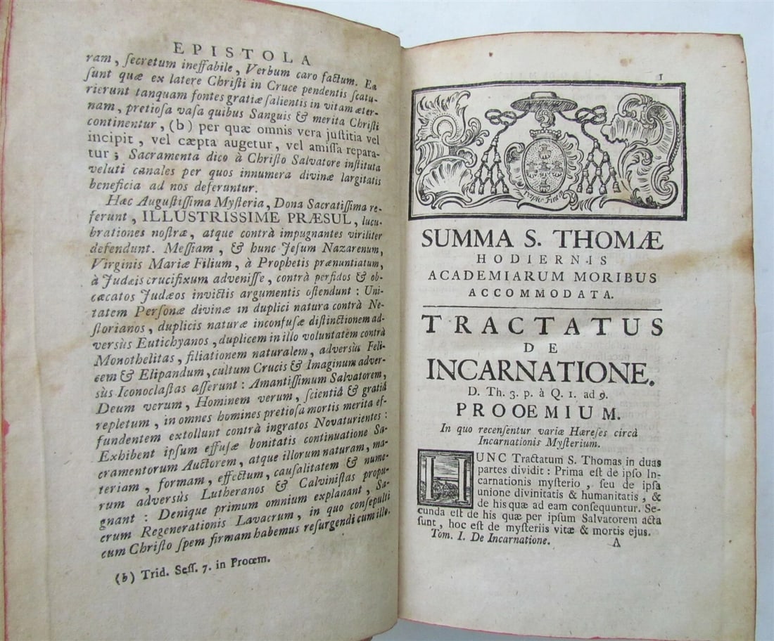 1749 VELLUM BOUND SUMMA S. THOMAE CURSUS THEOLOGICAE P.3 Vol. 1 antique in LATIN - 4