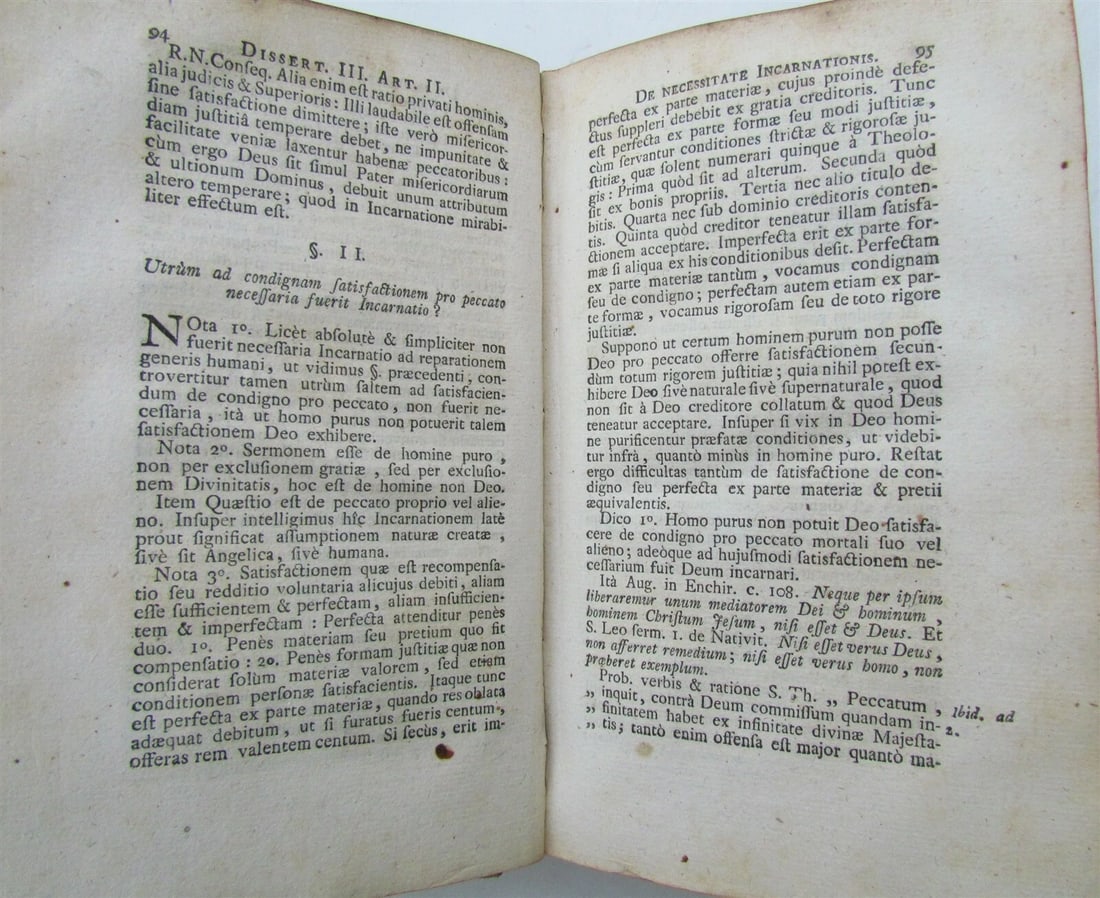 1749 VELLUM BOUND SUMMA S. THOMAE CURSUS THEOLOGICAE P.3 Vol. 1 antique in LATIN - 5