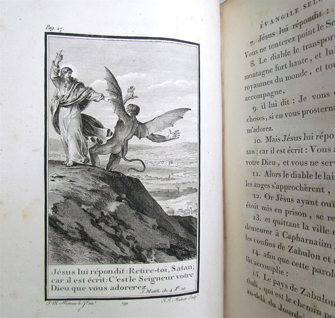 1793 BIBLE 3 VOLUMES ILLUSTRATED FRENCH NEW TESTAMENT antique - 4