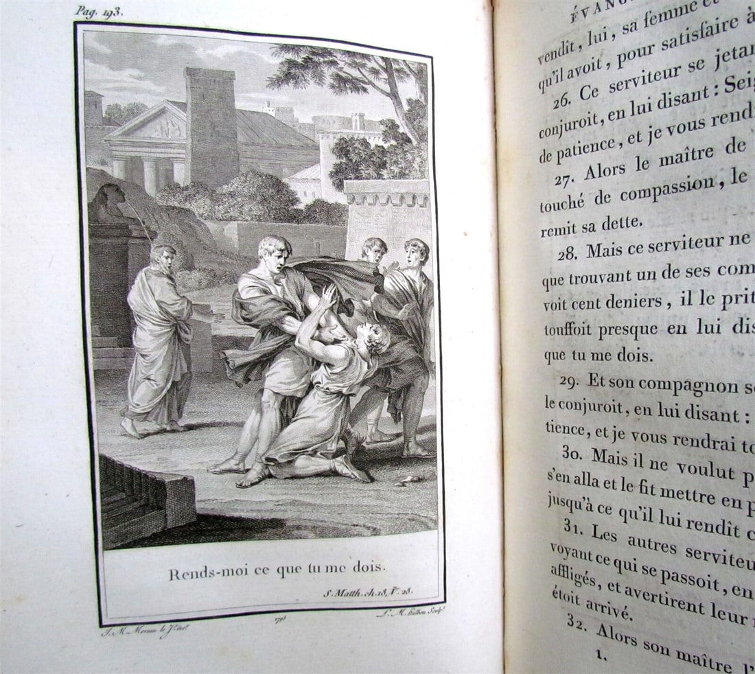 1793 BIBLE 3 VOLUMES ILLUSTRATED FRENCH NEW TESTAMENT antique - 8