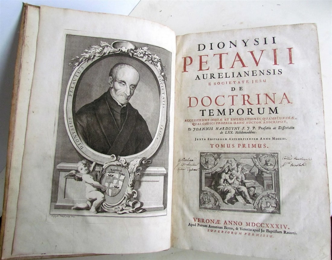 1734 2 vol DIONYSII PETAVII CHRONOLOGY TREATISE VELLUM FOLIO antique ILLUSTRATED - 3