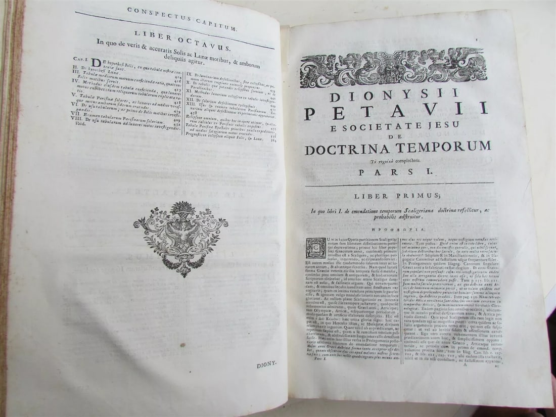 1734 2 vol DIONYSII PETAVII CHRONOLOGY TREATISE VELLUM FOLIO antique ILLUSTRATED - 5