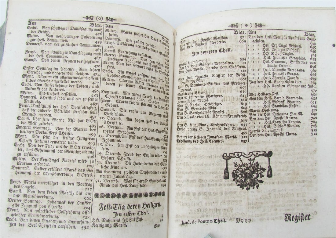 1758 SPANISH JESUIT LUDOVICI DE PONTE antique GERMAN BLINDSTAMPED PIGSKIN CLASPS - 11