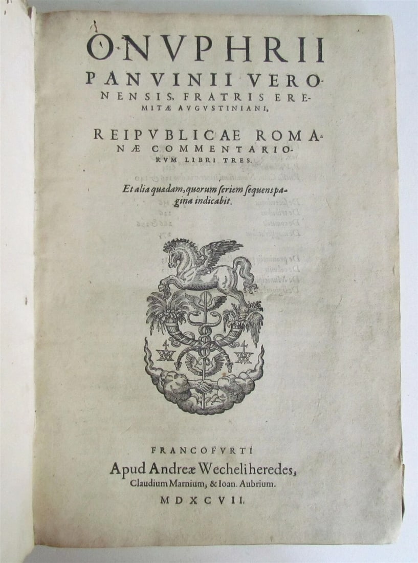 1597 ROMAN REPUBLIC COMMENTARY antique vellum bound FOLIO by Onuphrius Panvinius (1 of 10)