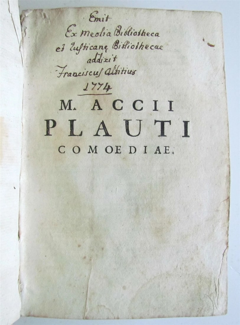 1725 M. Accii Plauti COMOEDIAE antique VELLUM BOUND - 3