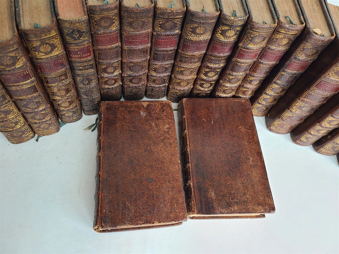 1749 BIBLIOTHEQUE DE CAMPAGNE 19 VOLUMES antique in FRENCH DECORATIVE BOUND - 3