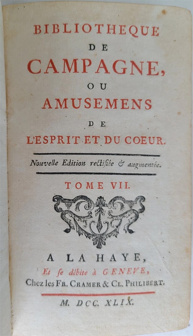 1749 BIBLIOTHEQUE DE CAMPAGNE 19 VOLUMES antique in FRENCH DECORATIVE BOUND - 5