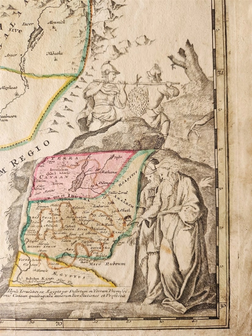 1710 PALESTINE antique MAP by J. HOMANN rare Judaea seu Palaestina - 4