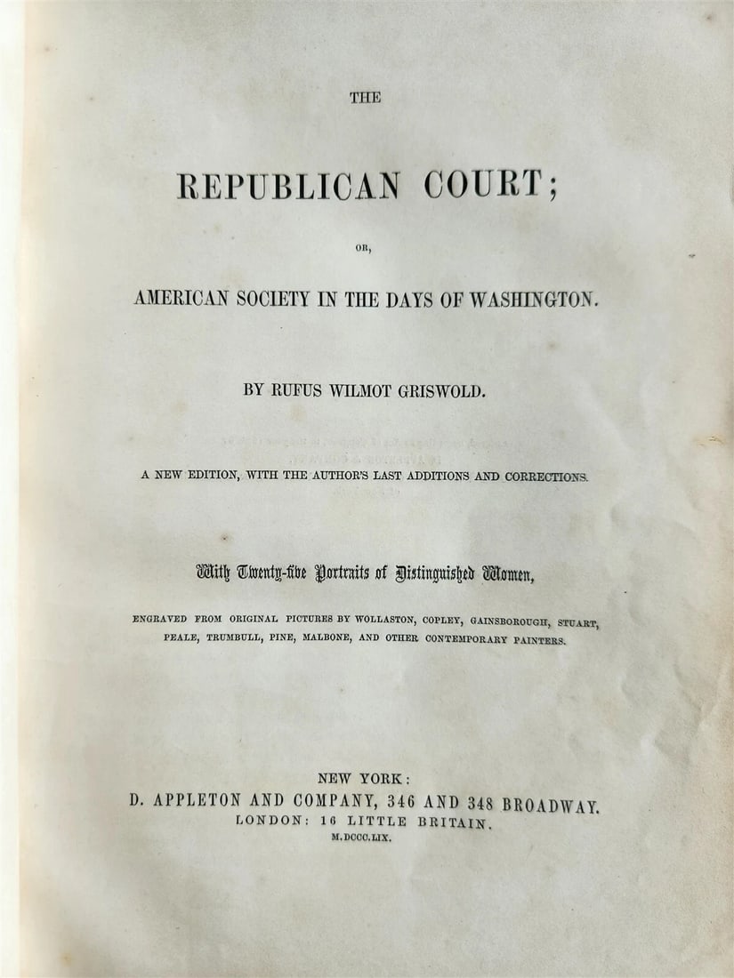 1859 REPUBLICAN COURT AMERICAN SOCIETY by R. GRISWOLD antique WOMEN PORTRAITS - 4