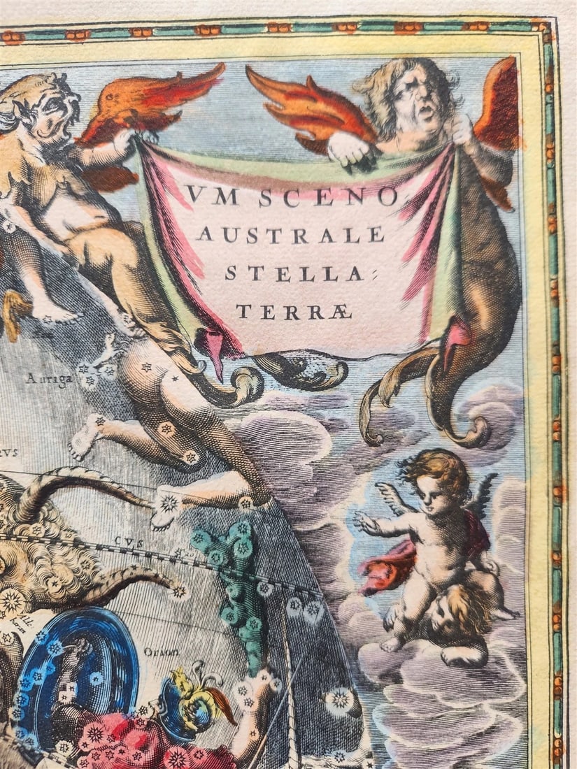 VINTAGE CELESTIAL MAP by CELLARIUS w/ ZODIAC SIGNS of SOUTHERN HEMISPHERE - 3