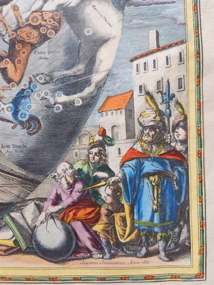 VINTAGE CELESTIAL MAP by CELLARIUS w/ ZODIAC SIGNS of SOUTHERN HEMISPHERE - 4