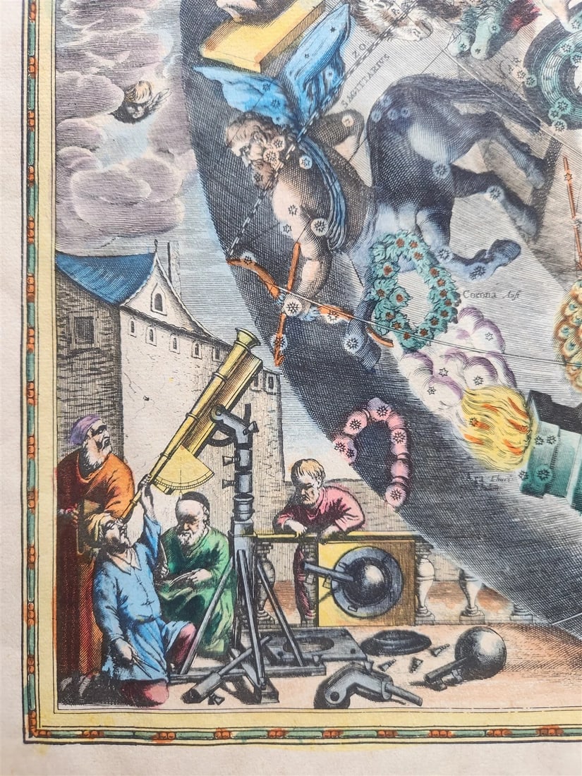 VINTAGE CELESTIAL MAP by CELLARIUS w/ ZODIAC SIGNS of SOUTHERN HEMISPHERE - 6