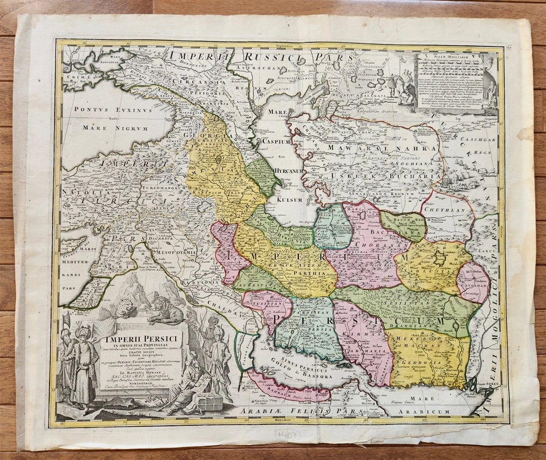 1724 PERSIAN EMPIRE antique MAP IMPERII PERSICI by Homann (1 of 9)