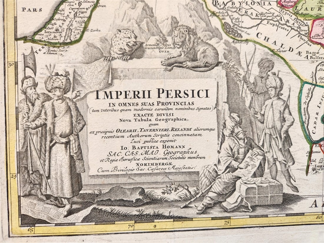 1724 PERSIAN EMPIRE antique MAP IMPERII PERSICI by Homann - 3