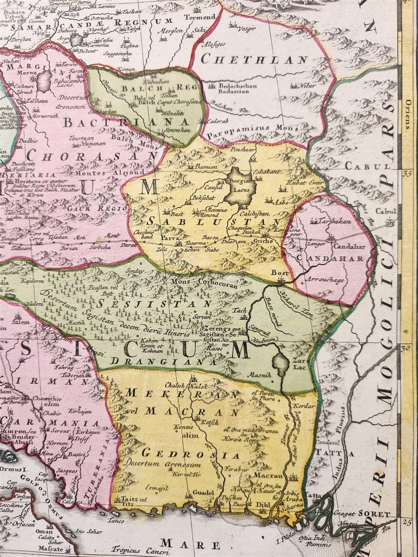 1724 PERSIAN EMPIRE antique MAP IMPERII PERSICI by Homann - 7