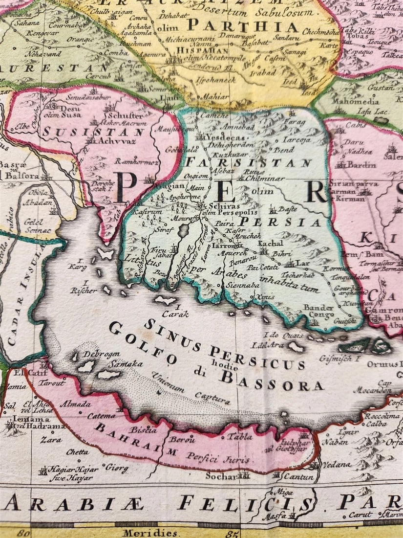 1724 PERSIAN EMPIRE antique MAP IMPERII PERSICI by Homann - 8