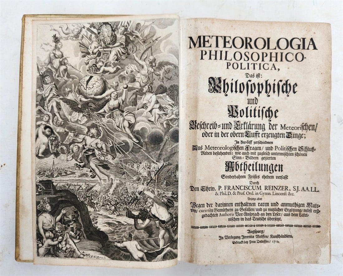 1712 METEOROLOGIA illustrated w/ 83 ENGRAVINGS antique in GERMAN VELLUM FOLIO (1 of 14)