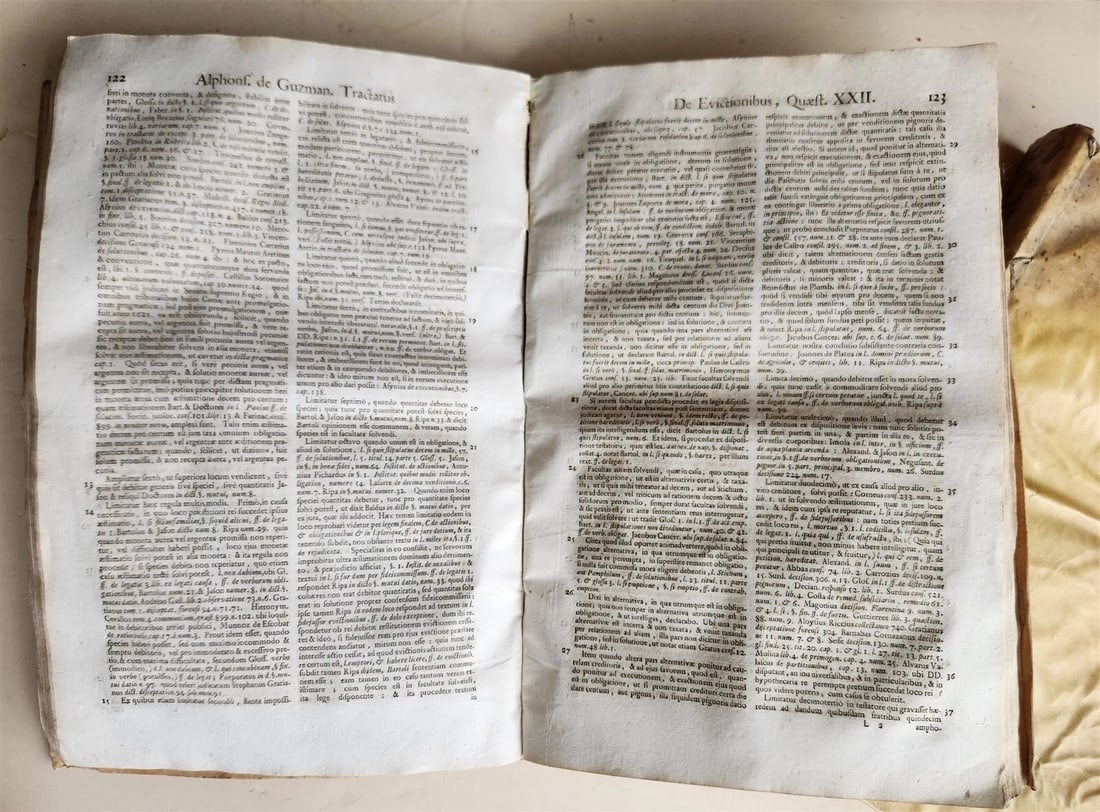 1676 pair of LAW FOLIO BOOKS antique VELLUM BINDING w/ MANUSCRIPT SPINES - 12