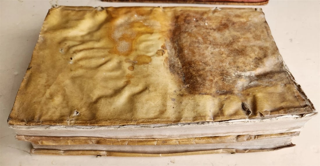 1676 pair of LAW FOLIO BOOKS antique VELLUM BINDING w/ MANUSCRIPT SPINES - 8