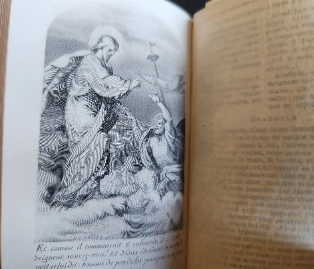 1879 PRAYER BOOK in FRENCH antique METAL DECORATED BINDING - PAROISSIEN ROMAIN - 10