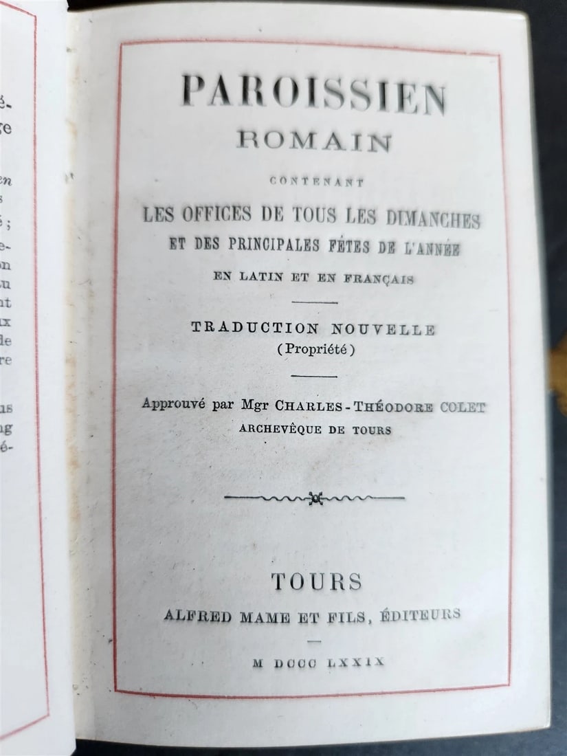 1879 PRAYER BOOK in FRENCH antique METAL DECORATED BINDING - PAROISSIEN ROMAIN - 7