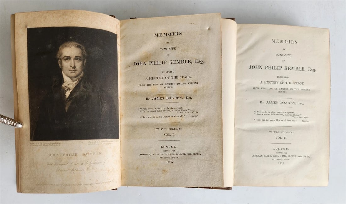 1825 MEMOIRS OF THE LIFE JOHN PHILIP KEMBLE antique 2 VOLUMES British Theatre (1 of 6)