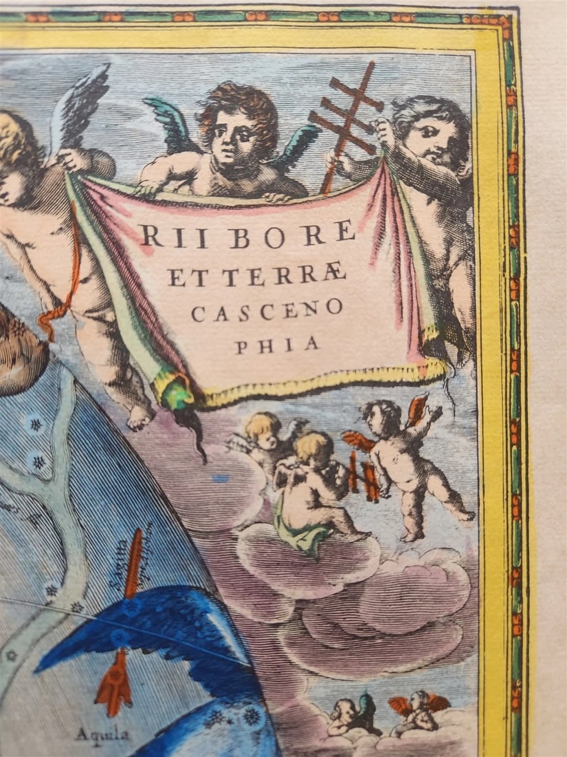 VINTAGE CELESTIAL MAP by CELLARIUS w/ ZODIAC SIGNS of NORTHERN HEMISPHERE - 4