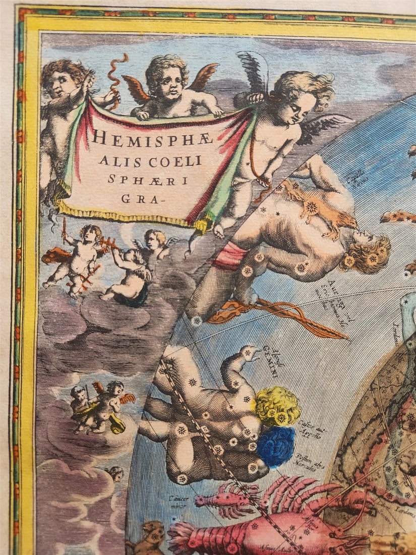 VINTAGE CELESTIAL MAP by CELLARIUS w/ ZODIAC SIGNS of NORTHERN HEMISPHERE - 5