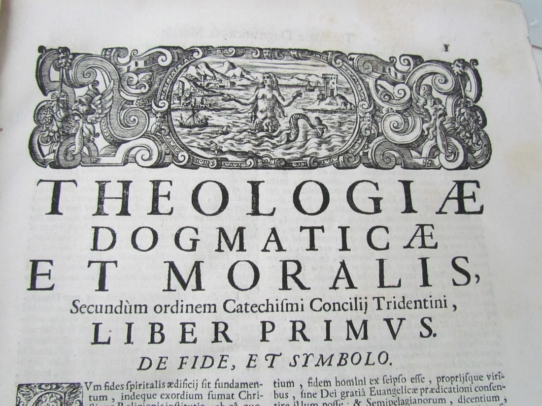 1698 2 VOLUMES ANTIQUE VELLUM FOLIOS 9.5 x 13.5'' THEOLOGIA DOGMATICA - 11